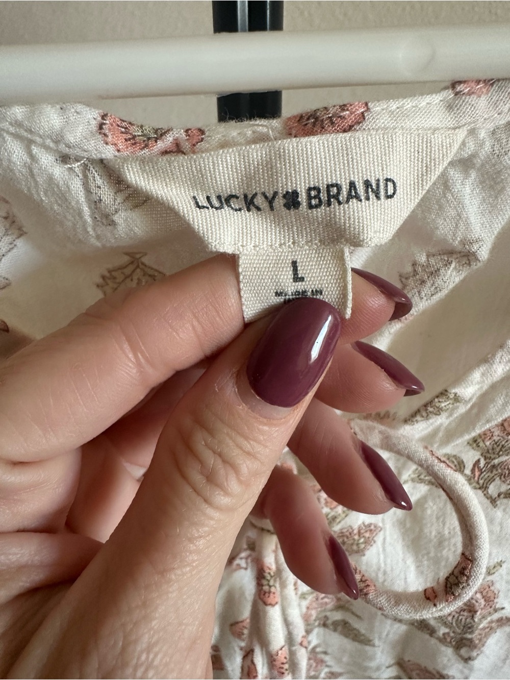 Lucky Brand 100% Cotton Cream Floral Tie-Front Sleeveless Tank - Picture 6 of 6